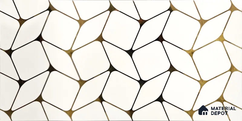 Glass Highligter Wall Tile TL 07337 Golden Mesh 2 ft x 1 ft Glossy Finish Ceramic Tile - 9 mm | Suitable For Bathroom, Kitchen Backsplashes