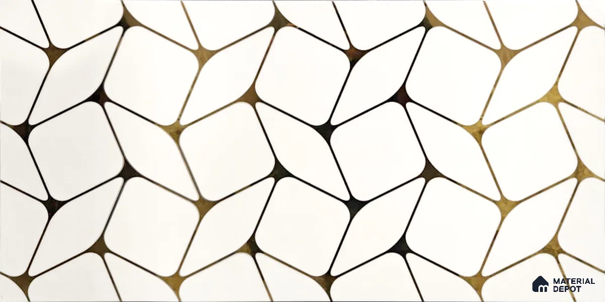 Glass Highligter Wall Tile TL 07337 Golden Mesh 2 ft x 1 ft Glossy Finish Ceramic Tile - 9 mm | Suitable For Bathroom, Kitchen Backsplashes