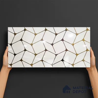 Glass Highligter Wall Tile TL 07337 Golden Mesh 2 ft x 1 ft Glossy Finish Ceramic Tile - 9 mm | Suitable For Bathroom, Kitchen Backsplashes
