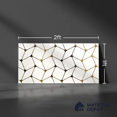 Glass Highligter Wall Tile TL 07337 Golden Mesh 2 ft x 1 ft Glossy Finish Ceramic Tile - 9 mm | Suitable For Bathroom, Kitchen Backsplashes