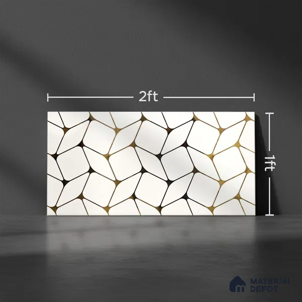 Glass Highligter Wall Tile TL 07337 Golden Mesh 2 ft x 1 ft Glossy Finish Ceramic Tile - 9 mm | Suitable For Bathroom, Kitchen Backsplashes