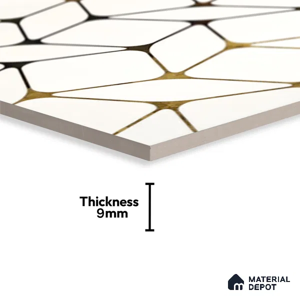 Glass Highligter Wall Tile TL 07337 Golden Mesh 2 ft x 1 ft Glossy Finish Ceramic Tile - 9 mm | Suitable For Bathroom, Kitchen Backsplashes