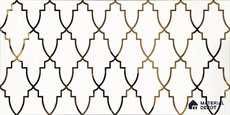 Glass Highlighter Wall Tile TL 07336 Golden Trellis 2 ft x 1 ft Glossy Finish Ceramic Tile - 9 mm | Suitable For Kitchen, Bathroom & Accent/Feature Wall