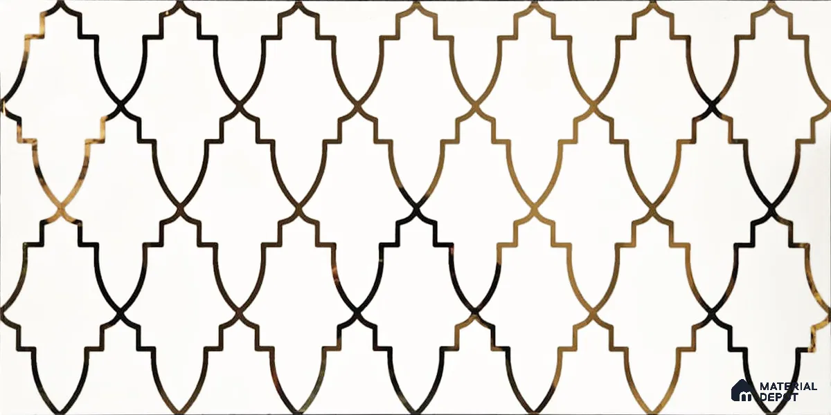 Glass Highlighter Wall Tile TL 07336 Golden Trellis 2 ft x 1 ft Glossy Finish Ceramic Tile - 9 mm | Suitable For Kitchen, Bathroom & Accent/Feature Wall