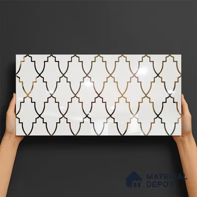Glass Highlighter Wall Tile TL 07336 Golden Trellis 2 ft x 1 ft Glossy Finish Ceramic Tile - 9 mm | Suitable For Kitchen, Bathroom & Accent/Feature Wall