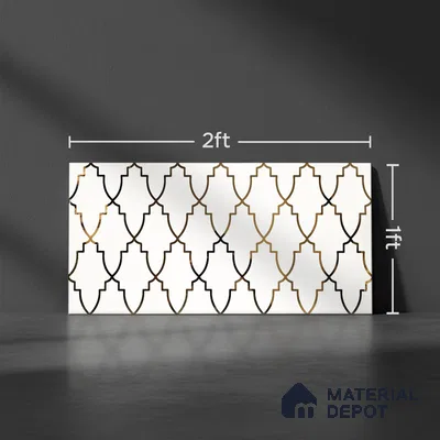Glass Highlighter Wall Tile TL 07336 Golden Trellis 2 ft x 1 ft Glossy Finish Ceramic Tile - 9 mm | Suitable For Kitchen, Bathroom & Accent/Feature Wall