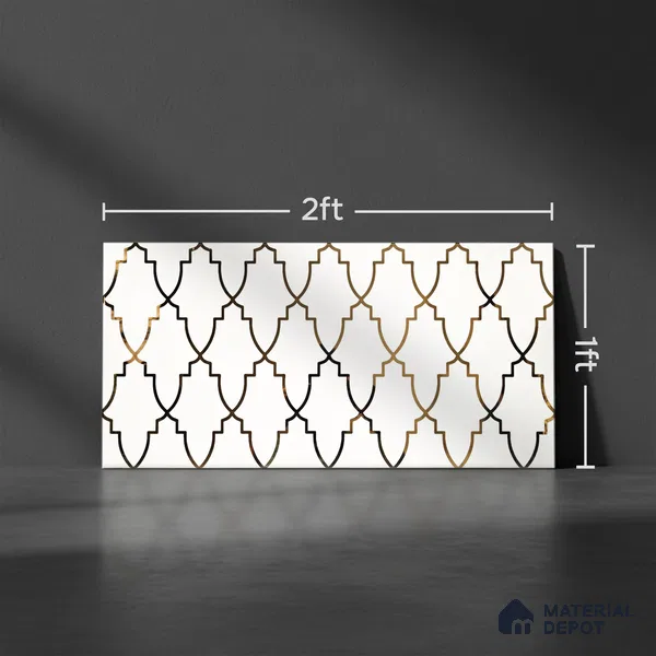 Glass Highlighter Wall Tile TL 07336 Golden Trellis 2 ft x 1 ft Glossy Finish Ceramic Tile - 9 mm | Suitable For Kitchen, Bathroom & Accent/Feature Wall