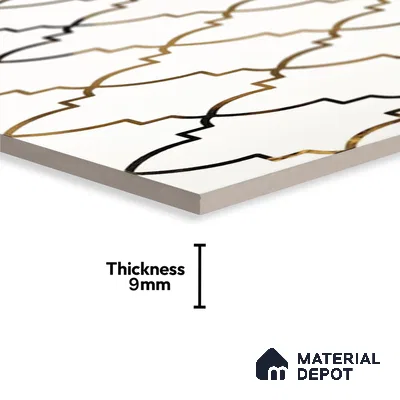 Glass Highlighter Wall Tile TL 07336 Golden Trellis 2 ft x 1 ft Glossy Finish Ceramic Tile - 9 mm | Suitable For Kitchen, Bathroom & Accent/Feature Wall