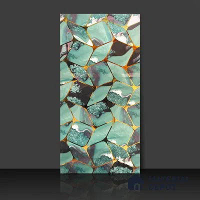 Glass Highligter Wall Tile TL 07333 Aqua Drift 2 ft x 1 ft Glossy Finish Ceramic Tile - 9 mm | Suitable For Bathroom, Kitchen Backsplashes