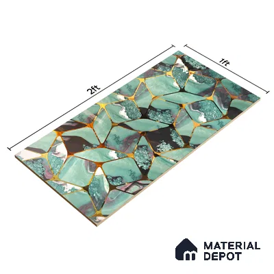 Glass Highligter Wall Tile TL 07333 Aqua Drift 2 ft x 1 ft Glossy Finish Ceramic Tile - 9 mm | Suitable For Bathroom, Kitchen Backsplashes