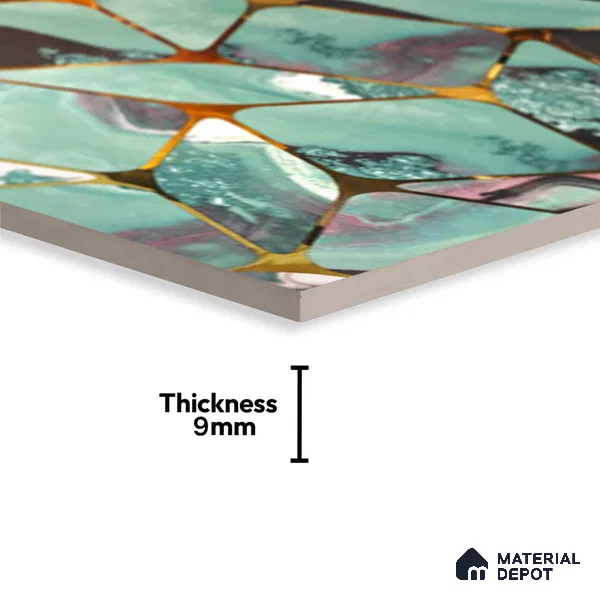 Glass Highligter Wall Tile TL 07333 Aqua Drift 2 ft x 1 ft Glossy Finish Ceramic Tile - 9 mm | Suitable For Bathroom, Kitchen Backsplashes