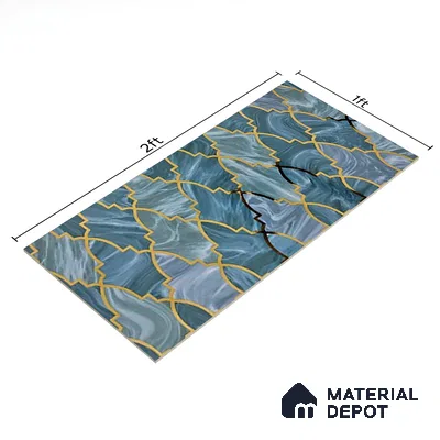 Glass Highligter Wall Tile TL 07331 Sapphire Trellis 2 ft x 1 ft Glossy Finish Ceramic Tile - 9 mm | Suitable For Bathroom, Kitchen Backsplashes