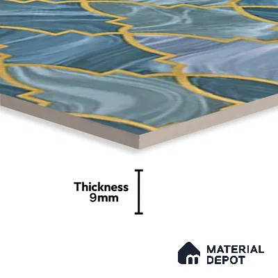 Glass Highligter Wall Tile TL 07331 Sapphire Trellis 2 ft x 1 ft Glossy Finish Ceramic Tile - 9 mm | Suitable For Bathroom, Kitchen Backsplashes