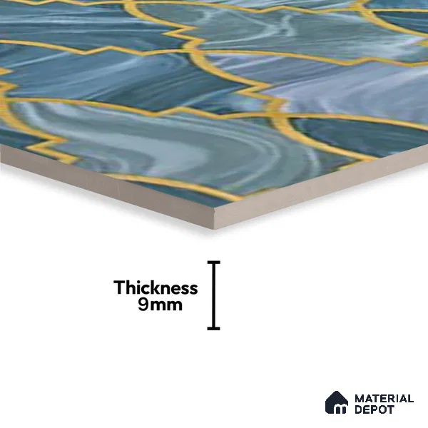 Glass Highligter Wall Tile TL 07331 Sapphire Trellis 2 ft x 1 ft Glossy Finish Ceramic Tile - 9 mm | Suitable For Bathroom, Kitchen Backsplashes