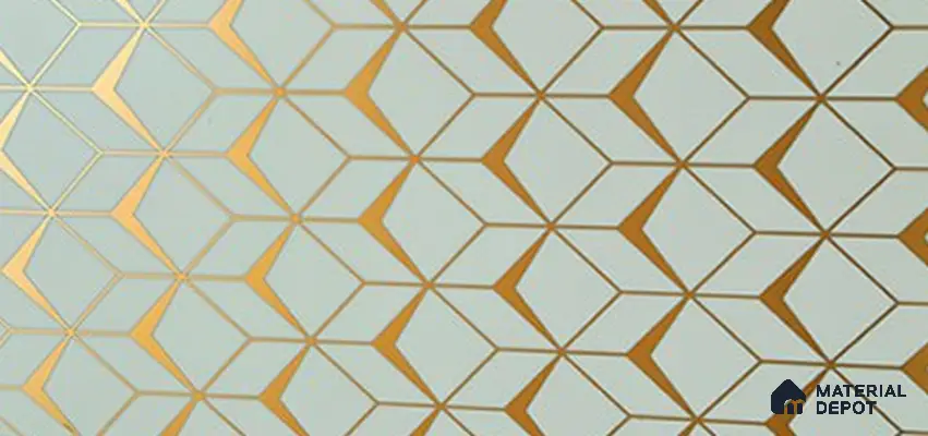 Glass Highligter Wall Tile TL 07340 Golden Lattice 2 ft x 1 ft Glossy Finish Ceramic Tile - 9 mm | Suitable For Bathroom, Kitchen Backsplashes