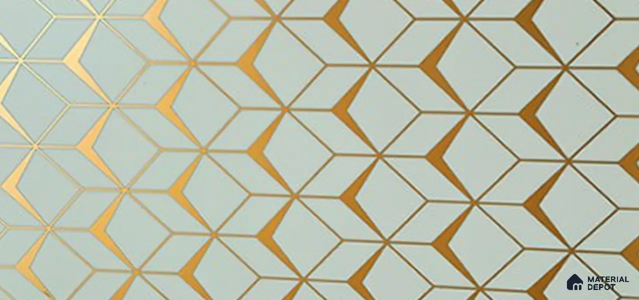 Glass Highligter Wall Tile TL 07340 Golden Lattice 2 ft x 1 ft Glossy Finish Ceramic Tile - 9 mm | Suitable For Bathroom, Kitchen Backsplashes
