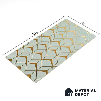 Glass Highligter Wall Tile TL 07340 Golden Lattice 2 ft x 1 ft Glossy Finish Ceramic Tile - 9 mm | Suitable For Bathroom, Kitchen Backsplashes