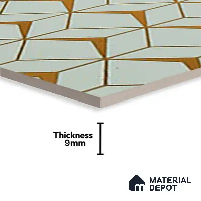 Glass Highligter Wall Tile TL 07340 Golden Lattice 2 ft x 1 ft Glossy Finish Ceramic Tile - 9 mm | Suitable For Bathroom, Kitchen Backsplashes