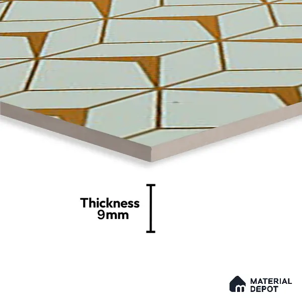 Glass Highligter Wall Tile TL 07340 Golden Lattice 2 ft x 1 ft Glossy Finish Ceramic Tile - 9 mm | Suitable For Bathroom, Kitchen Backsplashes