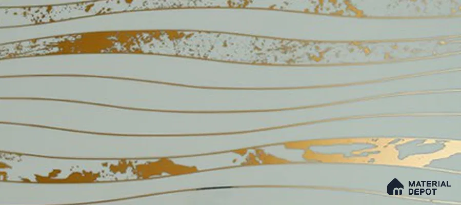 Glass 3D Highlighter Wall Tile TL 07343 Golden Current 2 ft x 1 ft Glossy Finish Ceramic Tile - 9 mm | Suitable For Kitchen, Bathroom & Accent/Feature Wall