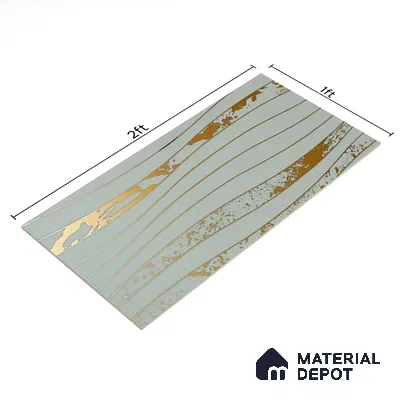 Glass 3D Highlighter Wall Tile TL 07343 Golden Current 2 ft x 1 ft Glossy Finish Ceramic Tile - 9 mm | Suitable For Kitchen, Bathroom & Accent/Feature Wall