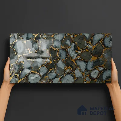 Glass Highlighter Wall Tile TL 07351 Smoky Agate 2 ft x 1 ft Glossy Finish Ceramic Tile - 9 mm | Suitable For Kitchen, Bathroom & Accent/Feature Wall
