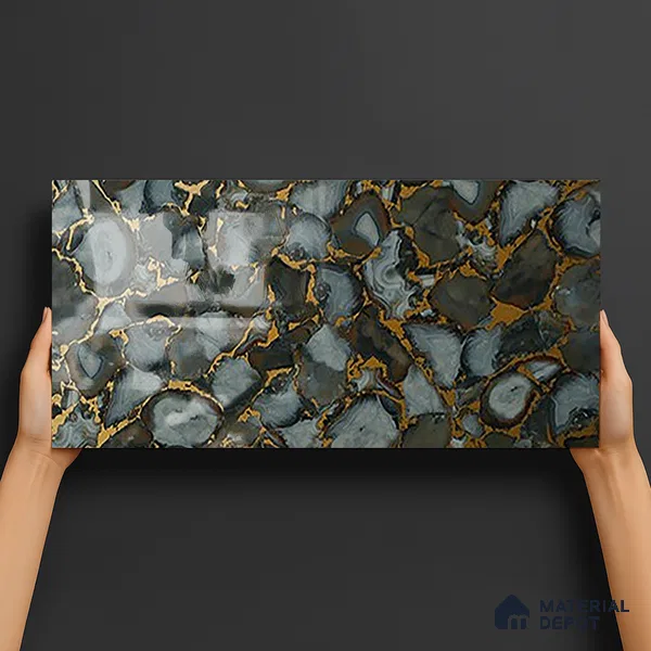 Glass Highlighter Wall Tile TL 07351 Smoky Agate 2 ft x 1 ft Glossy Finish Ceramic Tile - 9 mm | Suitable For Kitchen, Bathroom & Accent/Feature Wall