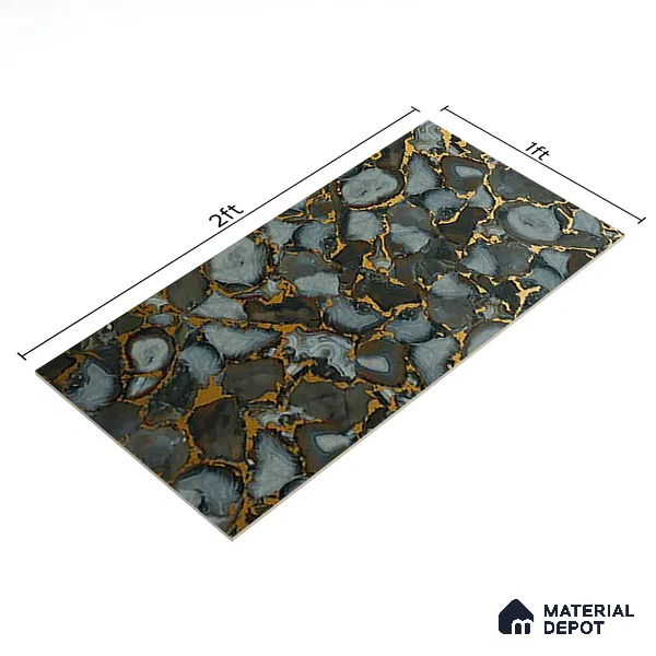 Glass Highlighter Wall Tile TL 07351 Smoky Agate 2 ft x 1 ft Glossy Finish Ceramic Tile - 9 mm | Suitable For Kitchen, Bathroom & Accent/Feature Wall