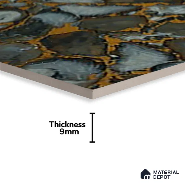 Glass Highlighter Wall Tile TL 07351 Smoky Agate 2 ft x 1 ft Glossy Finish Ceramic Tile - 9 mm | Suitable For Kitchen, Bathroom & Accent/Feature Wall