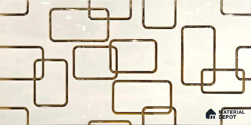 Glass Highlighter Wall Tile TL 07347 Golden Circuit 2 ft x 1 ft Glossy Finish Ceramic Tile - 9 mm | Suitable For Kitchen, Bathroom & Accent/Feature Wall