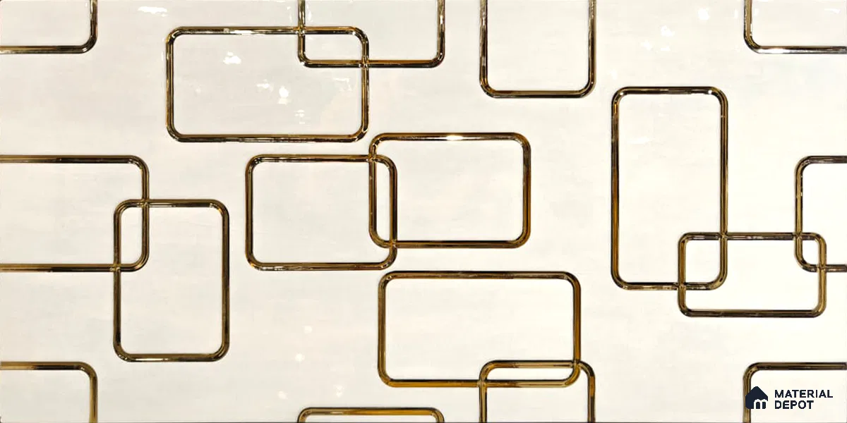 Glass Highlighter Wall Tile TL 07347 Golden Circuit 2 ft x 1 ft Glossy Finish Ceramic Tile - 9 mm | Suitable For Kitchen, Bathroom & Accent/Feature Wall