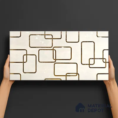 Glass Highlighter Wall Tile TL 07347 Golden Circuit 2 ft x 1 ft Glossy Finish Ceramic Tile - 9 mm | Suitable For Kitchen, Bathroom & Accent/Feature Wall