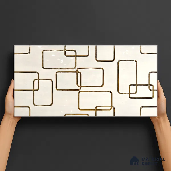 Glass Highlighter Wall Tile TL 07347 Golden Circuit 2 ft x 1 ft Glossy Finish Ceramic Tile - 9 mm | Suitable For Kitchen, Bathroom & Accent/Feature Wall