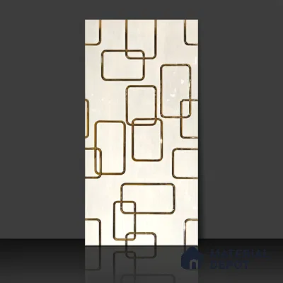 Glass Highlighter Wall Tile TL 07347 Golden Circuit 2 ft x 1 ft Glossy Finish Ceramic Tile - 9 mm | Suitable For Kitchen, Bathroom & Accent/Feature Wall