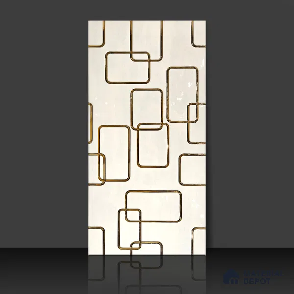 Glass Highlighter Wall Tile TL 07347 Golden Circuit 2 ft x 1 ft Glossy Finish Ceramic Tile - 9 mm | Suitable For Kitchen, Bathroom & Accent/Feature Wall