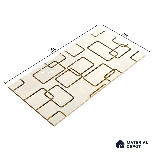 Glass Highlighter Wall Tile TL 07347 Golden Circuit 2 ft x 1 ft Glossy Finish Ceramic Tile - 9 mm | Suitable For Kitchen, Bathroom & Accent/Feature Wall