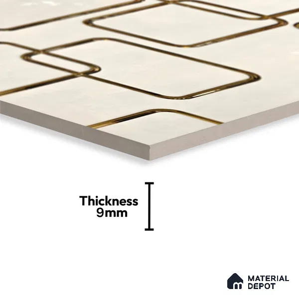 Glass Highlighter Wall Tile TL 07347 Golden Circuit 2 ft x 1 ft Glossy Finish Ceramic Tile - 9 mm | Suitable For Kitchen, Bathroom & Accent/Feature Wall