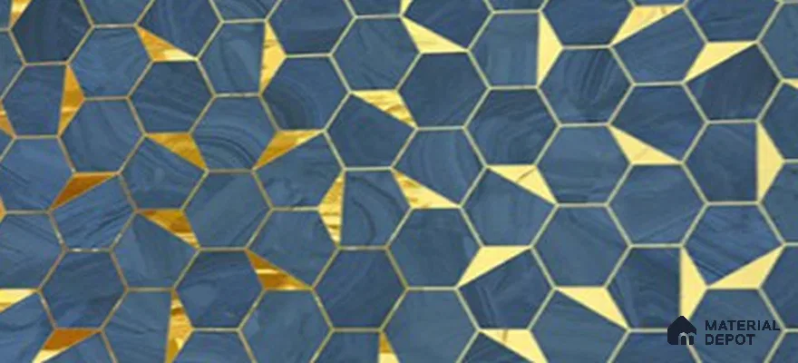 Glass Highligter Wall Tile TL 07339 Sapphire Hive 2 ft x 1 ft Glossy Finish Ceramic Tile - 9 mm | Suitable For Bathroom, Kitchen Backsplashes