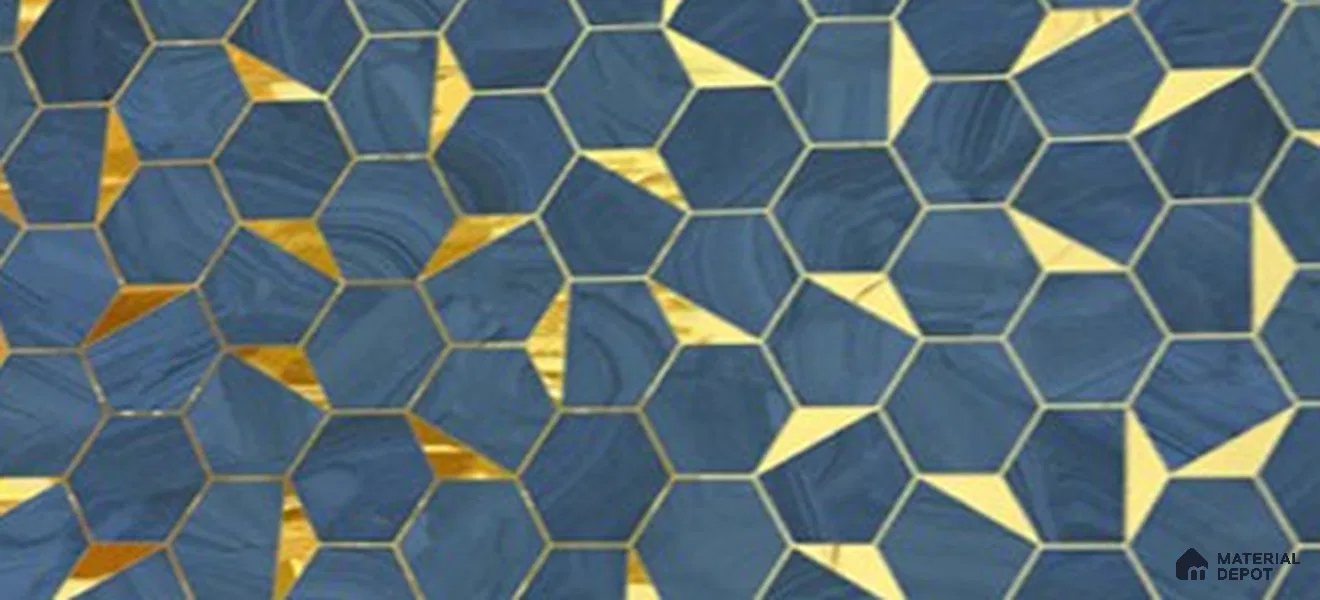 Glass Highligter Wall Tile TL 07339 Sapphire Hive 2 ft x 1 ft Glossy Finish Ceramic Tile - 9 mm | Suitable For Bathroom, Kitchen Backsplashes