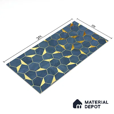 Glass Highligter Wall Tile TL 07339 Sapphire Hive 2 ft x 1 ft Glossy Finish Ceramic Tile - 9 mm | Suitable For Bathroom, Kitchen Backsplashes