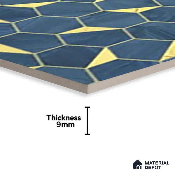 Glass Highligter Wall Tile TL 07339 Sapphire Hive 2 ft x 1 ft Glossy Finish Ceramic Tile - 9 mm | Suitable For Bathroom, Kitchen Backsplashes
