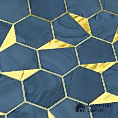 Glass Highligter Wall Tile TL 07339 Sapphire Hive 2 ft x 1 ft Glossy Finish Ceramic Tile - 9 mm | Suitable For Bathroom, Kitchen Backsplashes