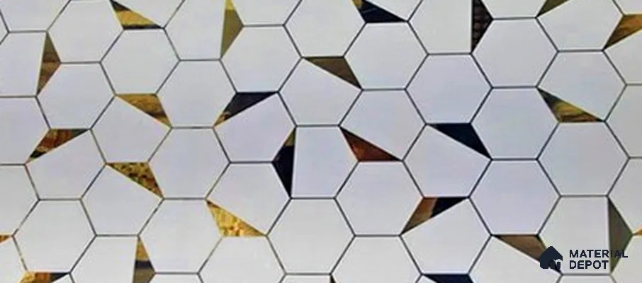 Glass Highligter Wall Tile TL 07334 Mirror Hive 2 ft x 1 ft Glossy Finish Ceramic Tile - 9 mm | Suitable For Bathroom, Kitchen Backsplashes