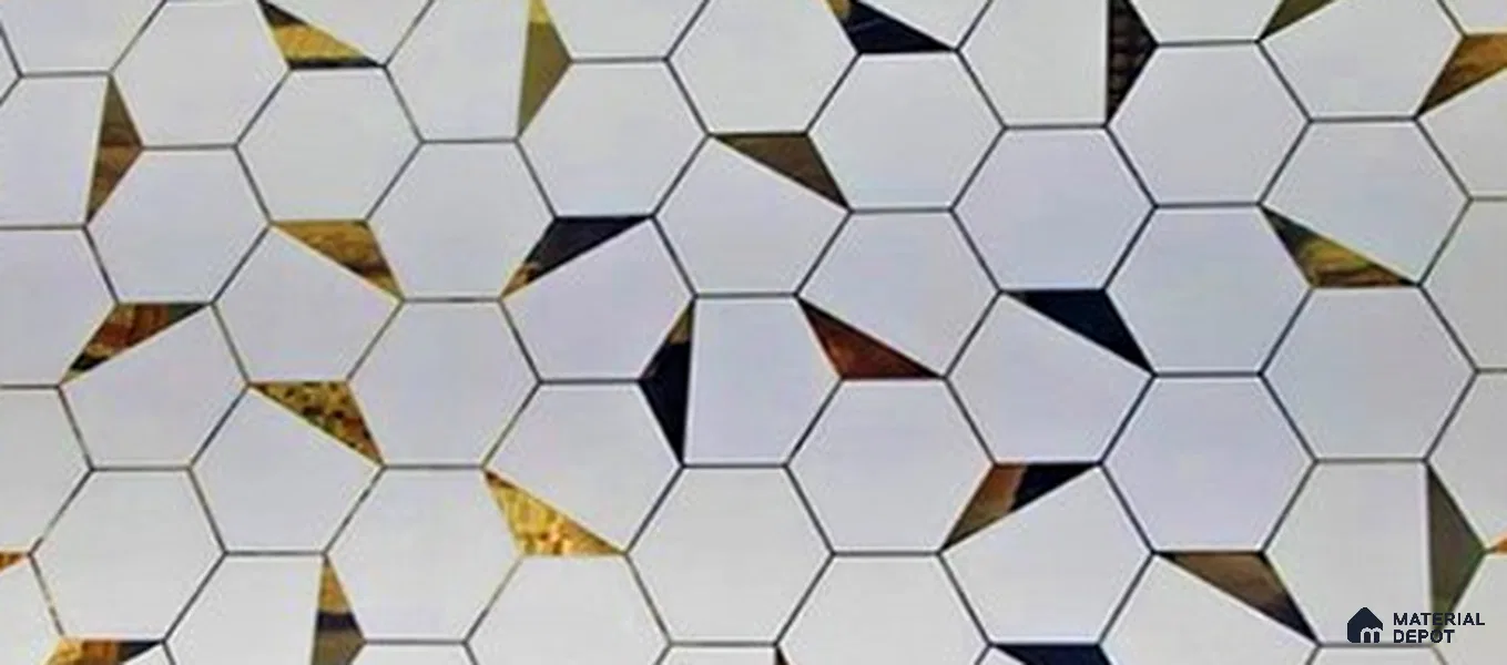 Glass Highligter Wall Tile TL 07334 Mirror Hive 2 ft x 1 ft Glossy Finish Ceramic Tile - 9 mm | Suitable For Bathroom, Kitchen Backsplashes