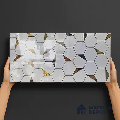 Glass Highligter Wall Tile TL 07334 Mirror Hive 2 ft x 1 ft Glossy Finish Ceramic Tile - 9 mm | Suitable For Bathroom, Kitchen Backsplashes