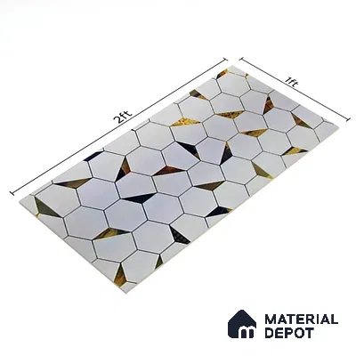 Glass Highligter Wall Tile TL 07334 Mirror Hive 2 ft x 1 ft Glossy Finish Ceramic Tile - 9 mm | Suitable For Bathroom, Kitchen Backsplashes