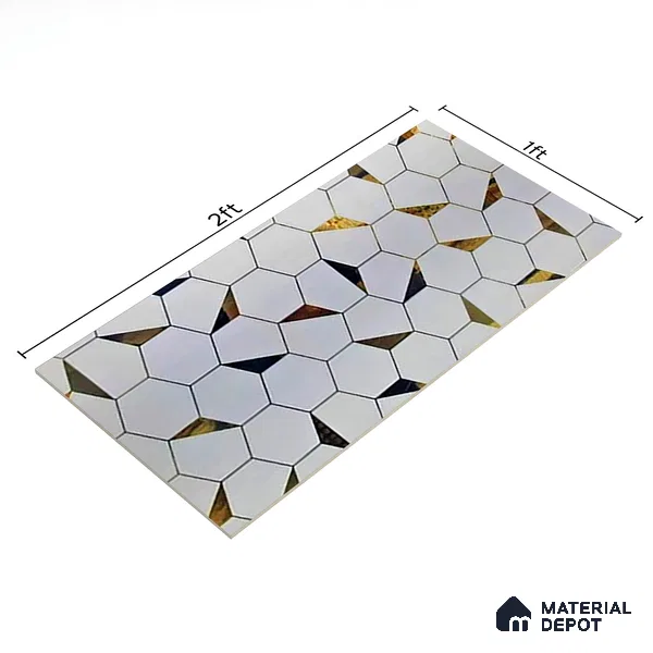 Glass Highligter Wall Tile TL 07334 Mirror Hive 2 ft x 1 ft Glossy Finish Ceramic Tile - 9 mm | Suitable For Bathroom, Kitchen Backsplashes