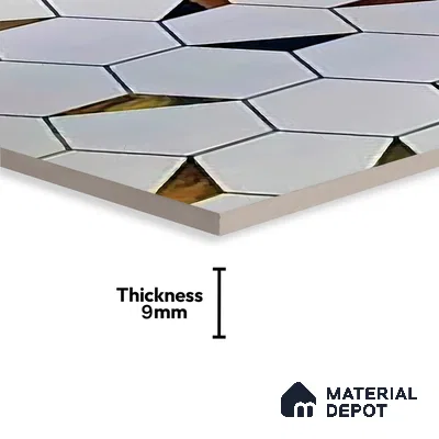 Glass Highligter Wall Tile TL 07334 Mirror Hive 2 ft x 1 ft Glossy Finish Ceramic Tile - 9 mm | Suitable For Bathroom, Kitchen Backsplashes