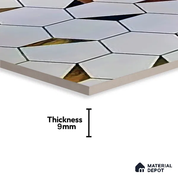 Glass Highligter Wall Tile TL 07334 Mirror Hive 2 ft x 1 ft Glossy Finish Ceramic Tile - 9 mm | Suitable For Bathroom, Kitchen Backsplashes