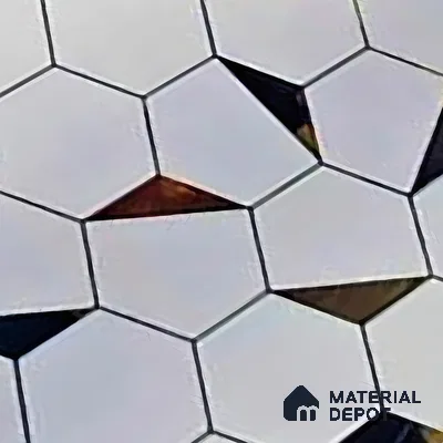 Glass Highligter Wall Tile TL 07334 Mirror Hive 2 ft x 1 ft Glossy Finish Ceramic Tile - 9 mm | Suitable For Bathroom, Kitchen Backsplashes